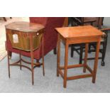 A 19th Century Mahogany Sewing Table, 52cm by 38cm by 80cm; together with a later oak lamp table