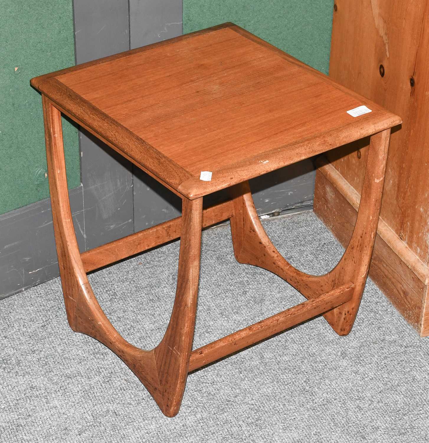 A Pair of Mid 20th Century Teak Lamp Tables, 46cm by 43cm by 49cm; together with an oak open book - Image 3 of 3