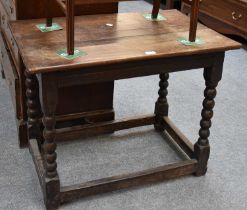 An 18th Century Provincial Oak Side Table, with lunette carved frieze, on turned and block