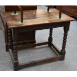 An 18th Century Provincial Oak Side Table, with lunette carved frieze, on turned and block