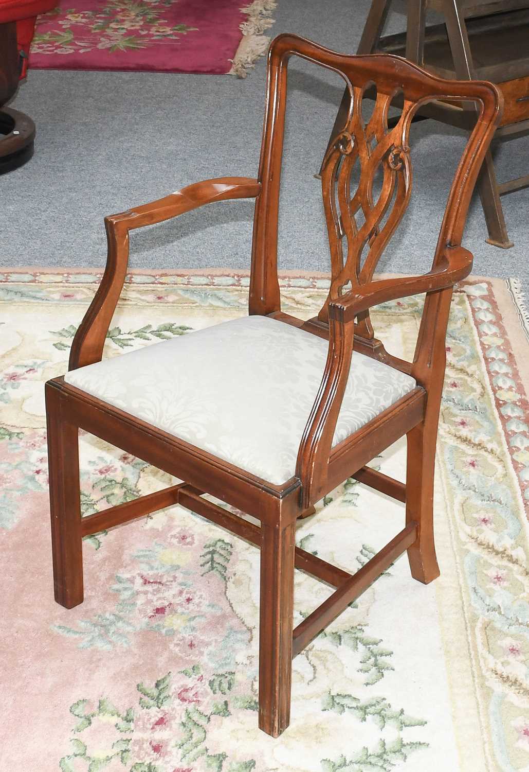 A Set of Eight Mahogany George III Style Dining Chairs, including two carvers, together with A - Image 3 of 6