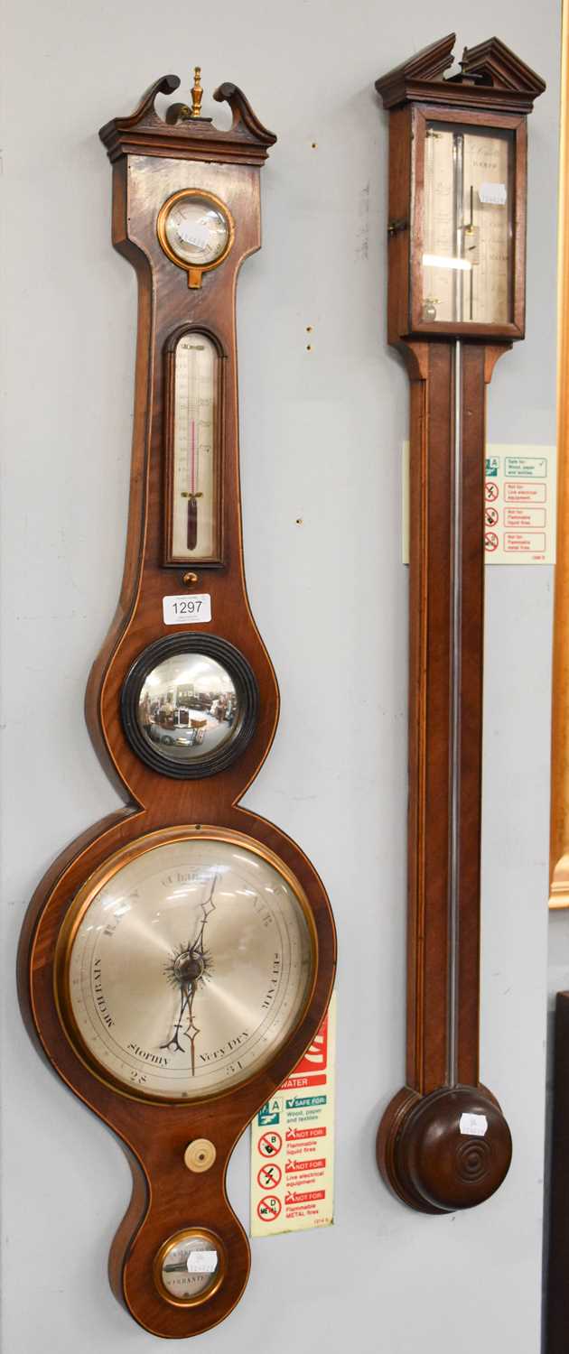A Mahogany Stick Barometer, single silvered vernier dial, signed L Comitti, Banff, circa 1820,