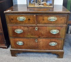 A Small George III Crossbanded Mahogany Three Height Straight Front Chest of Drawers, 76cm by 45cm