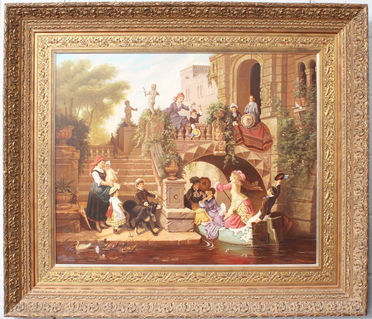 C* Roldan (20th Century) Bustling canal scene before a palazzo Signed, oil on canvas, 78cm by 97cm - Image 2 of 2