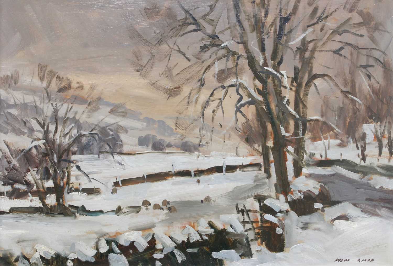 Angus Rands (1922-1985) "January Lansdcape nr Kettewell" Signed, inscribed to artist's label