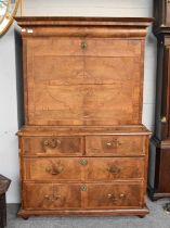 An 18th Century Walnut Secretaire Abatant, the fall front stamped, Charles Pellham (interior