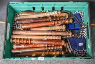 A Quantity of Modern Police Accoutrements, including sixtee plain wood truncheons, four hand