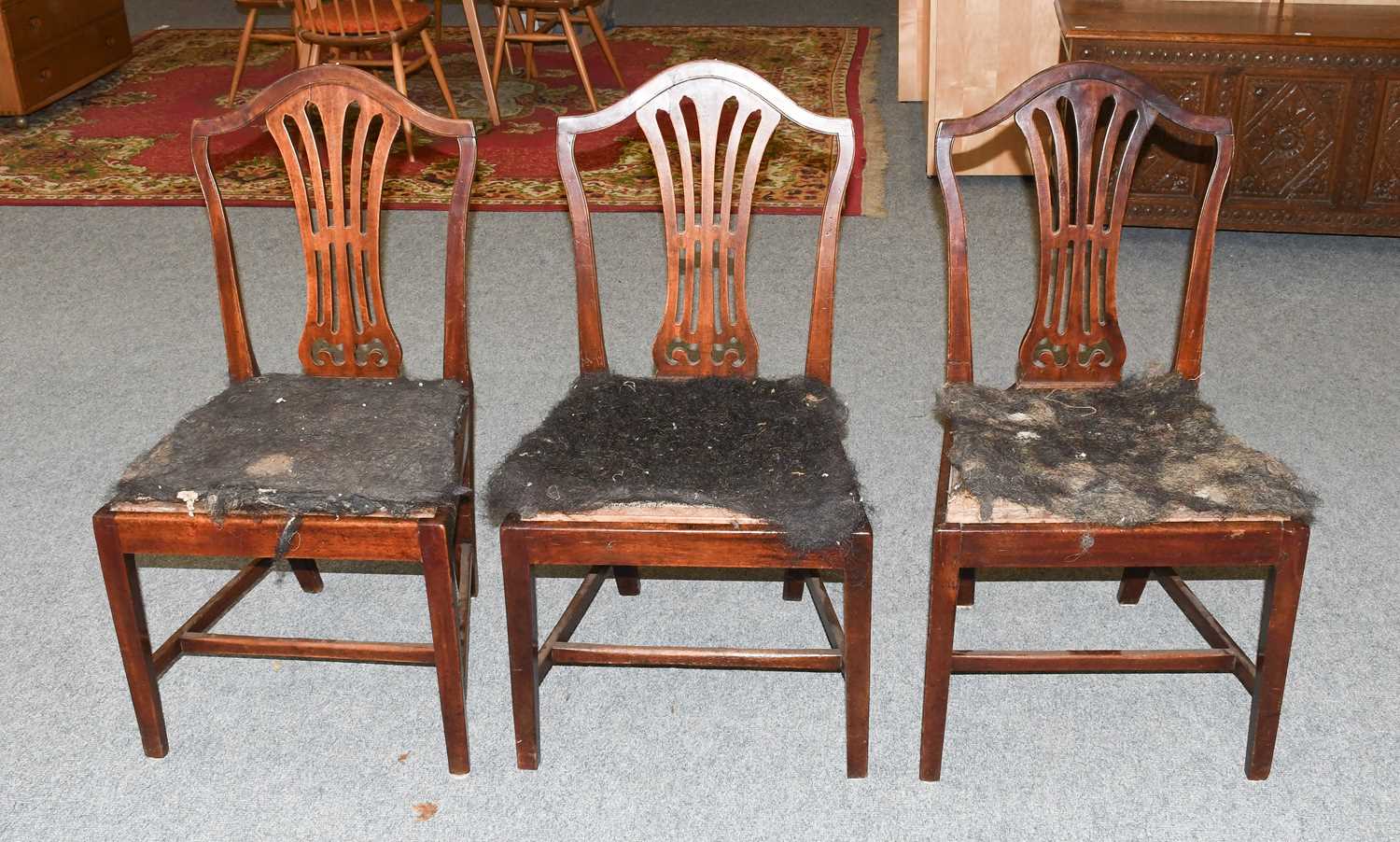 A Pair of George III Hepplewhite Style Mahogany Sheild Back Dining Chairs; together with a set of - Image 3 of 3