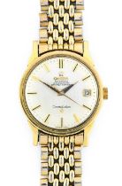 Omega: A Gold Plated Automatic Calendar Centre Seconds Wristwatch, signed Omega, Chronometer