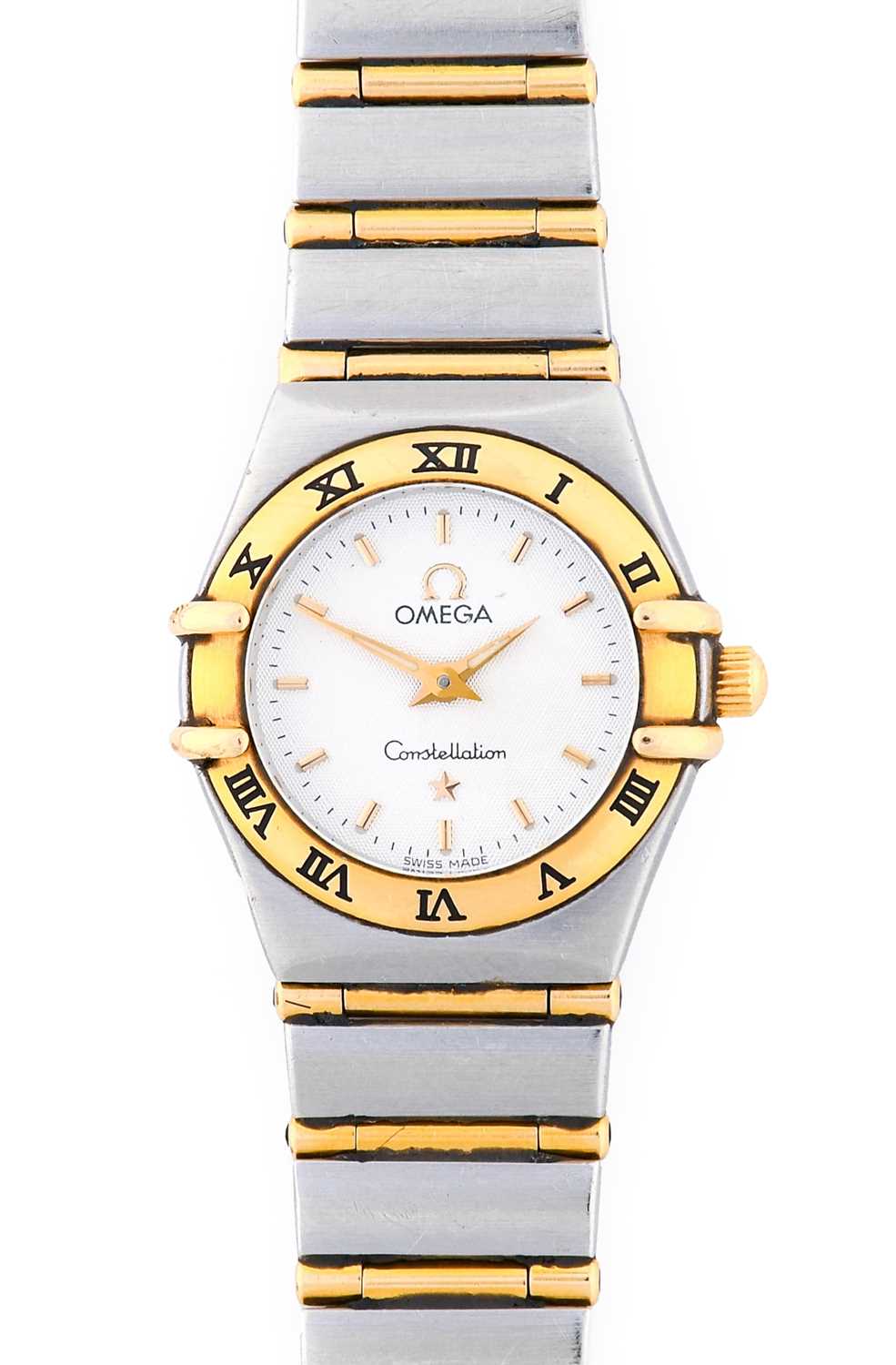 Omega: A Lady's Steel and Gold Wristwatch, signed Omega, model: Constellation, ref: 795.1203,