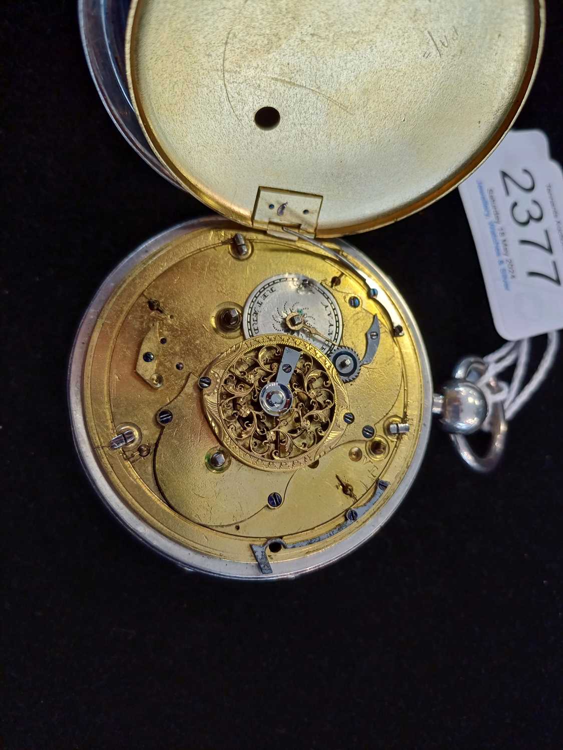 A Continental Striking and Repeating Pocket Watch, circa 1820, unsigned, verge movement, pierced - Image 6 of 6