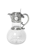 A Victorian Silver-Mounted Engraved-Glass Claret-Jug, The Silver Mounts by William and George Sisso