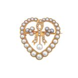 A Victorian Split Pearl and Diamond Brooch the openwork heart set throughout with graduated split