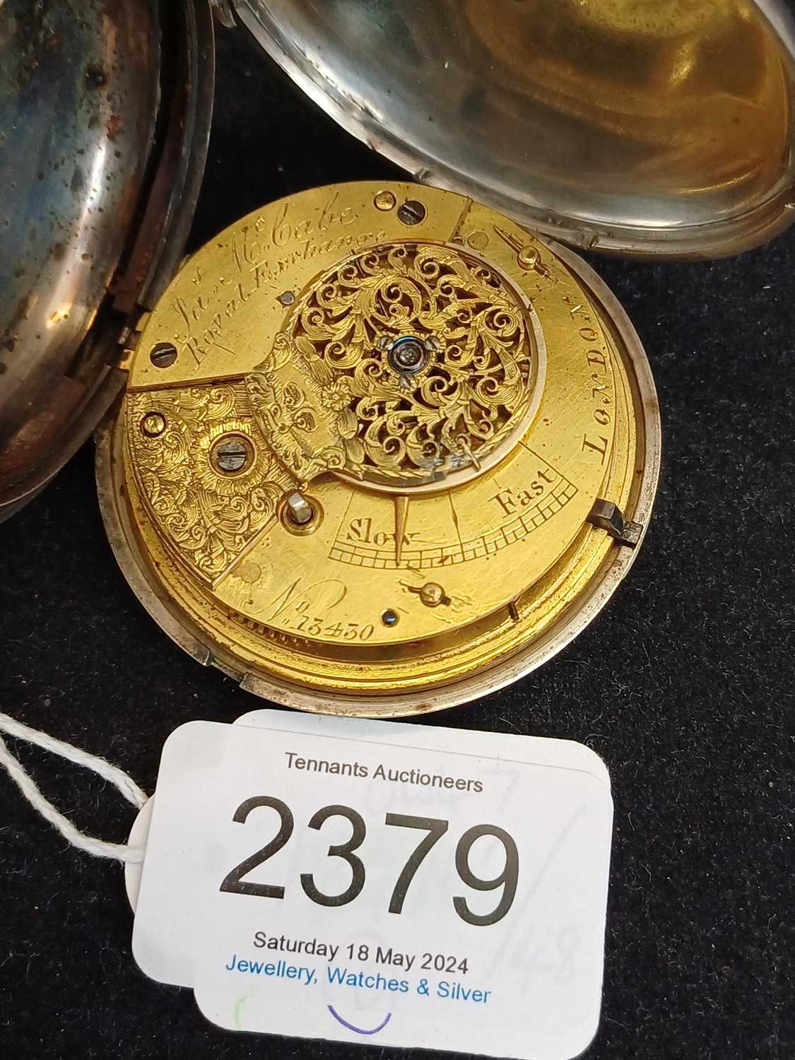 McCabe: A Silver Open Faced Verge Pocket Watch, signed Jas McCabe, Royal Exchange, London, 1829, - Image 2 of 2