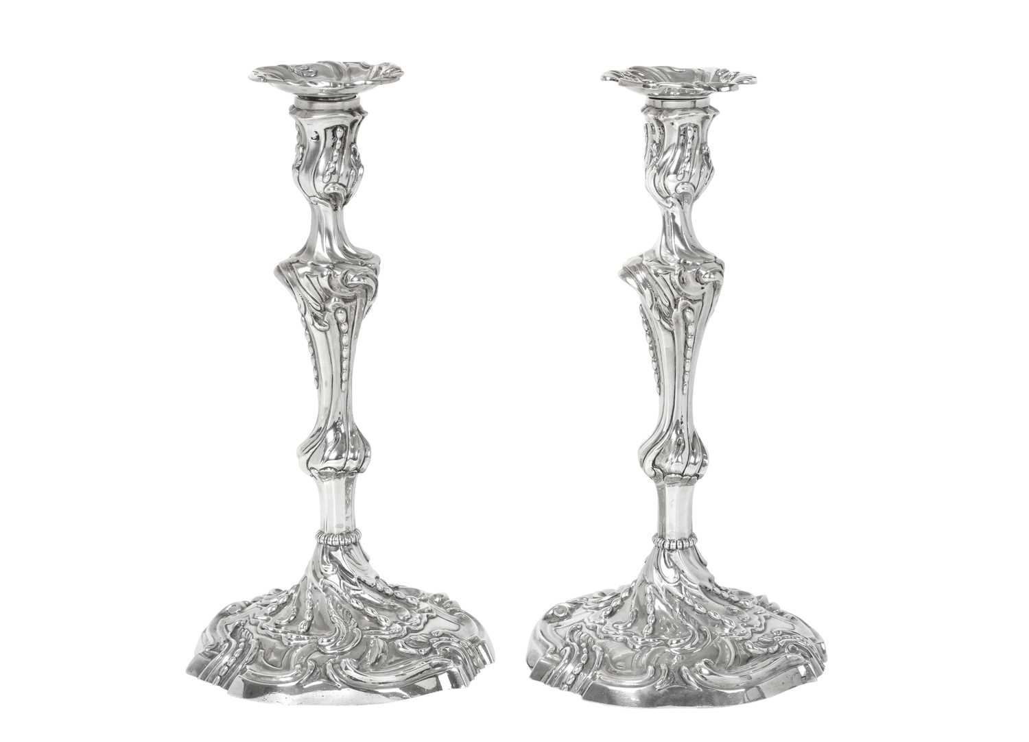 A Pair of George III Silver Candlesticks, Probably by John Carter, London, 1768