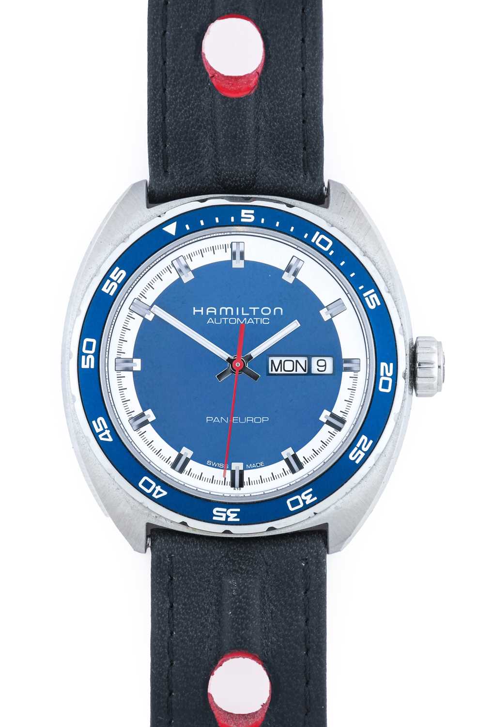 Hamilton: A Stainless Steel Automatic Day/Date Centre Seconds Wristwatch, signed Hamilton, model: