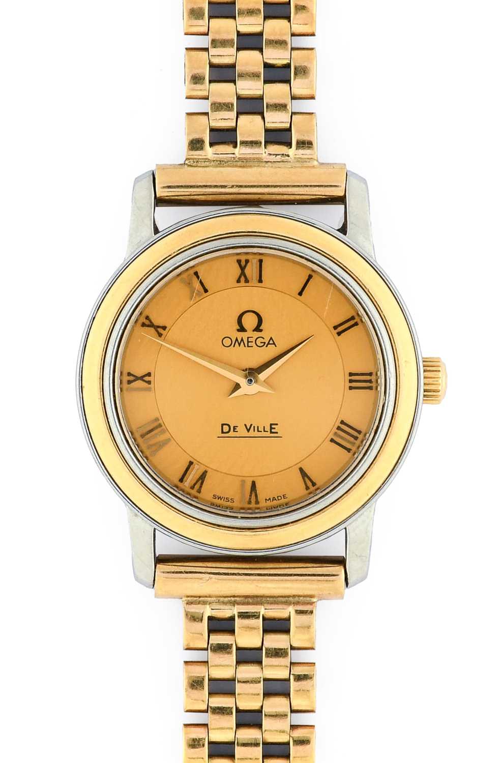 Omega: A Lady's Steel and Gold Wristwatch, signed Omega, model: De Ville, ref: 43701200, circa 2011,