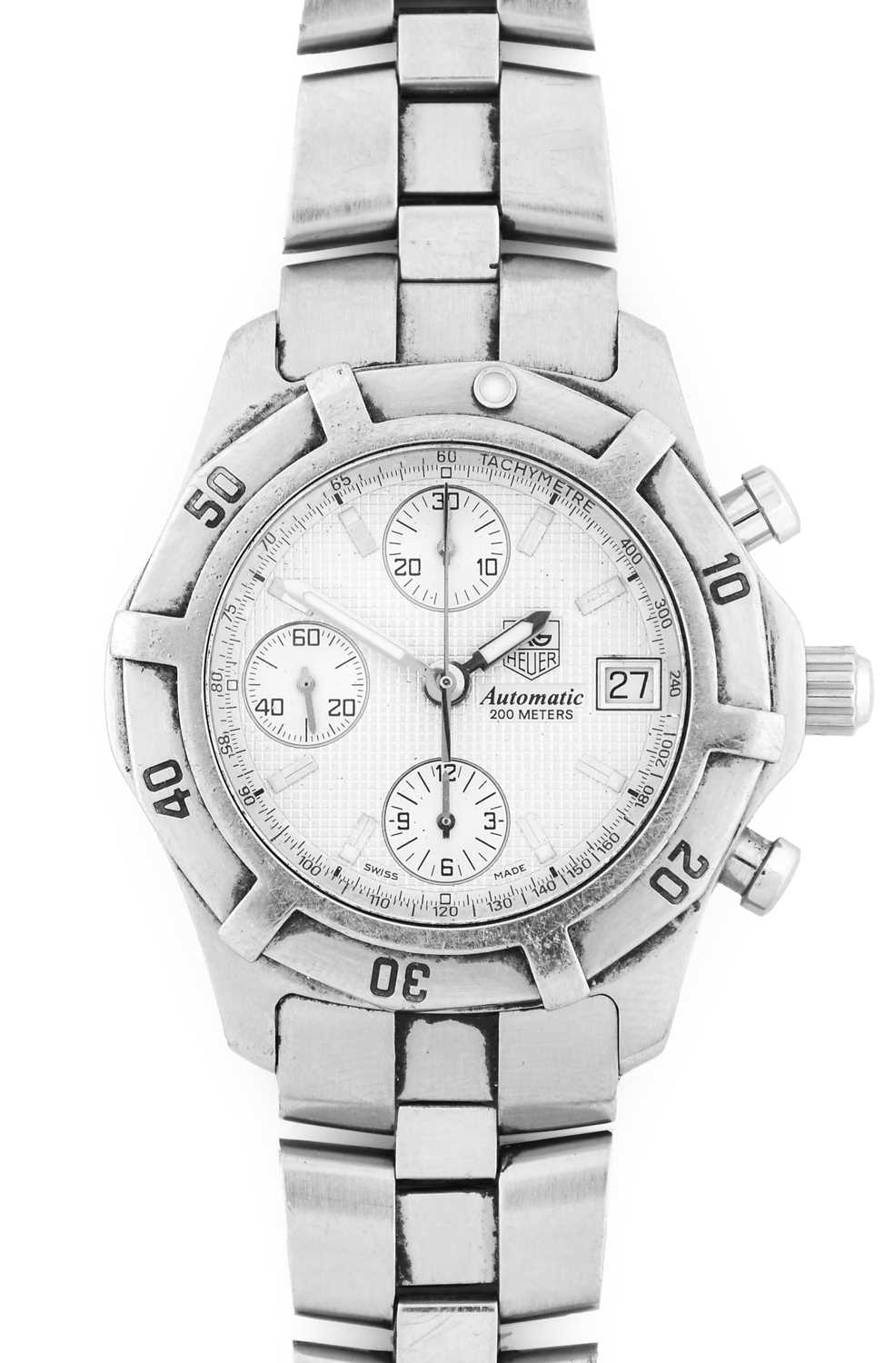 Tag Heuer: A Stainless Steel Automatic Calendar Chronograph Wristwatch, signed Tag Heuer, 200