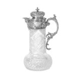 An Edward VII Silver-Mounted Cut-Glass Claret-Jug, The Silver Mounts by Atkin Brothers, Sheffield,