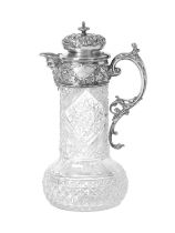 An Edward VII Silver-Mounted Cut-Glass Claret-Jug, The Silver Mounts by Atkin Brothers, Sheffield,