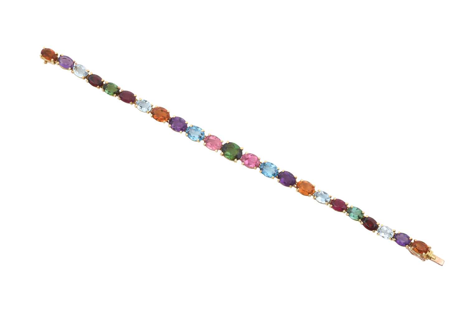 A Multi-Gem Set Bracelet, by H. Stern comprising of graduated oval cut citrine, amethyst,