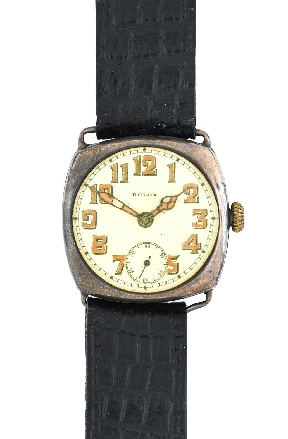 Rolex: An Early Silver Enamel Dial Wristwatch, signed Rolex, 1917, manual wound lever movement