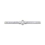 A Diamond Bar Brooch the bar set throughout with round brilliant cut diamonds, with a stepped