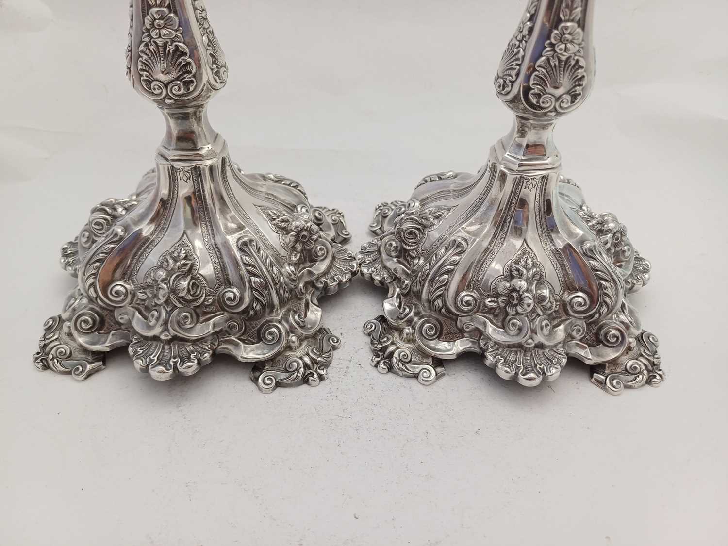 A Pair of Portuguese Silver Five-Light Candelabra, by Topázio, Second Quarter 20th Century - Image 9 of 10