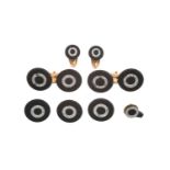 A Diamond and Onyx Cufflink, Button and Dress Stud Suite comprising of four buttons, two studs and a