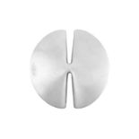 A Silver Brooch, designed by Nanna Ditzel for Georg Jensen of abstract circular form with two slits,