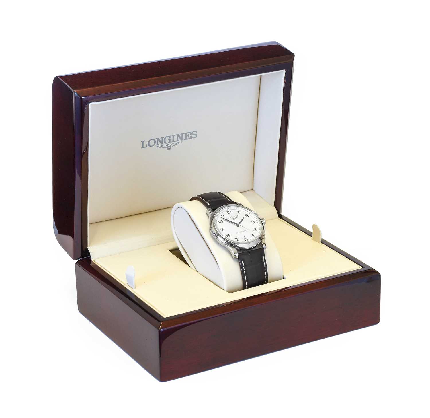 Longines: A Stainless Steel Automatic Calendar Centre Seconds Wristwatch, signed Longines, model: - Image 2 of 2
