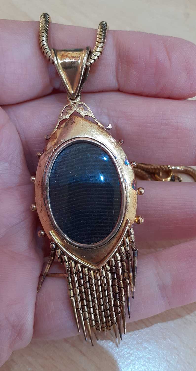 A Victorian Enamel and Split Pearl Pendant/Locket on Chain the oval plaque with a rasied dome - Image 4 of 4