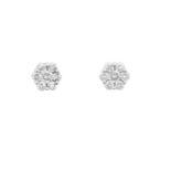 A Pair of Diamond Cluster Earrings the clusters formed of round brilliant cut diamonds, in white