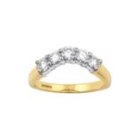 An 18 Carat Gold Diamond Five Stone Wishbone Ring the round brilliant cut diamonds in white claw