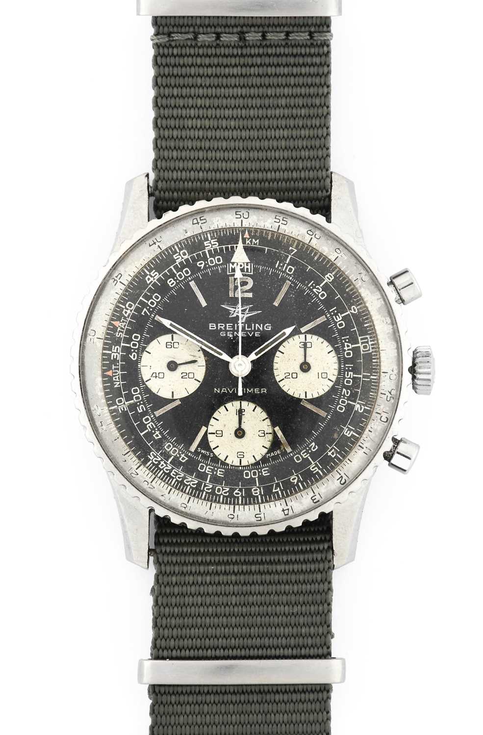 Breitling: A Stainless Steel Chronograph Wristwatch, signed Breitling, Geneve, model: Navitimer,