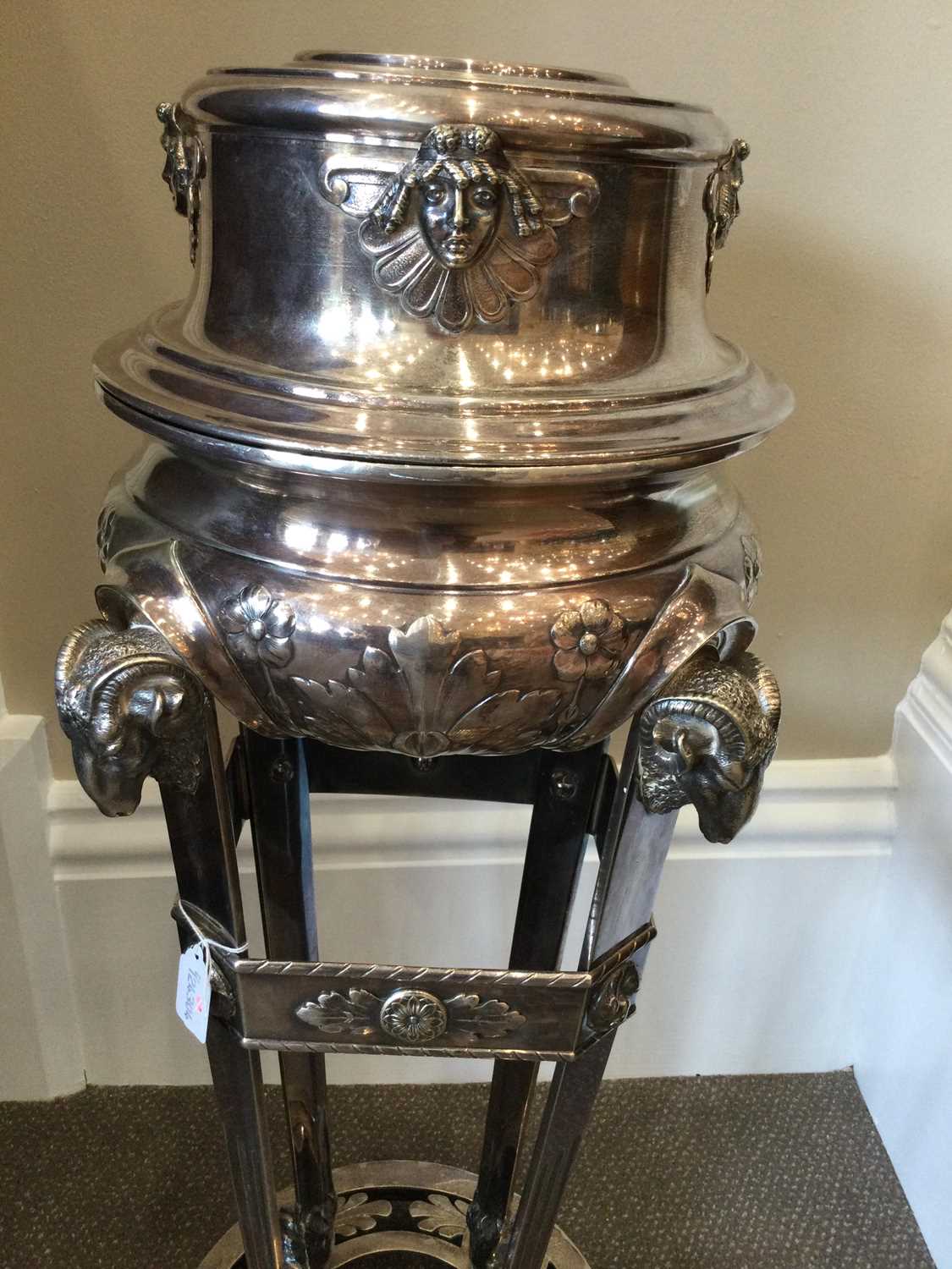 A German Silver Plate Wine-Cooler, Liner and Stand, by Arthur Krupp, Berndorf, 20th Century - Image 6 of 12