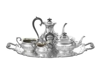 A Four-Piece Canadian Silver Tea and Coffee-Service With a Tray En Suite, by Henry Birks and Sons,