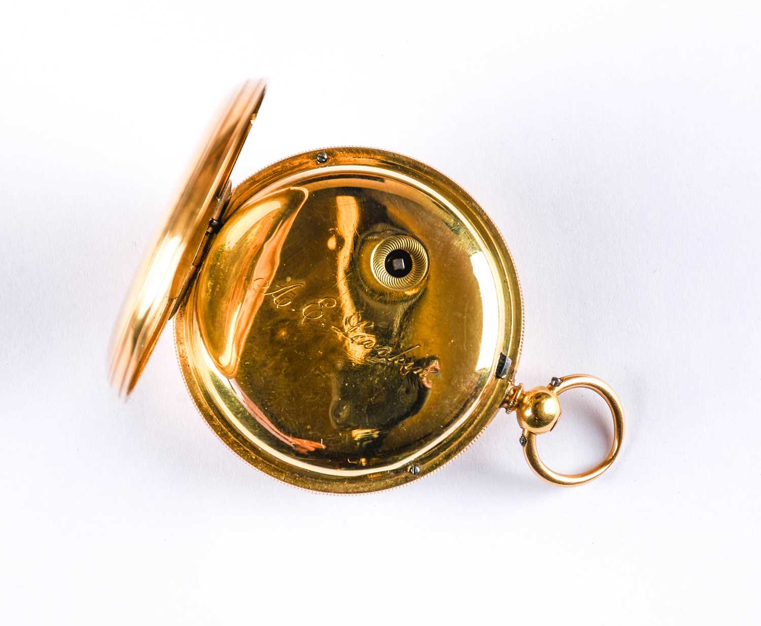 An 18 Carat Gold Open Faced Pocket Watch, 1872, single chain fusee lever movement, gold coloured - Image 2 of 3