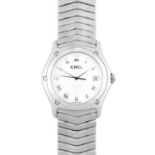 Ebel: A Stainless Steel Calendar Centre Seconds Wristwatch, signed Ebel, model: Classic Wave, ref: