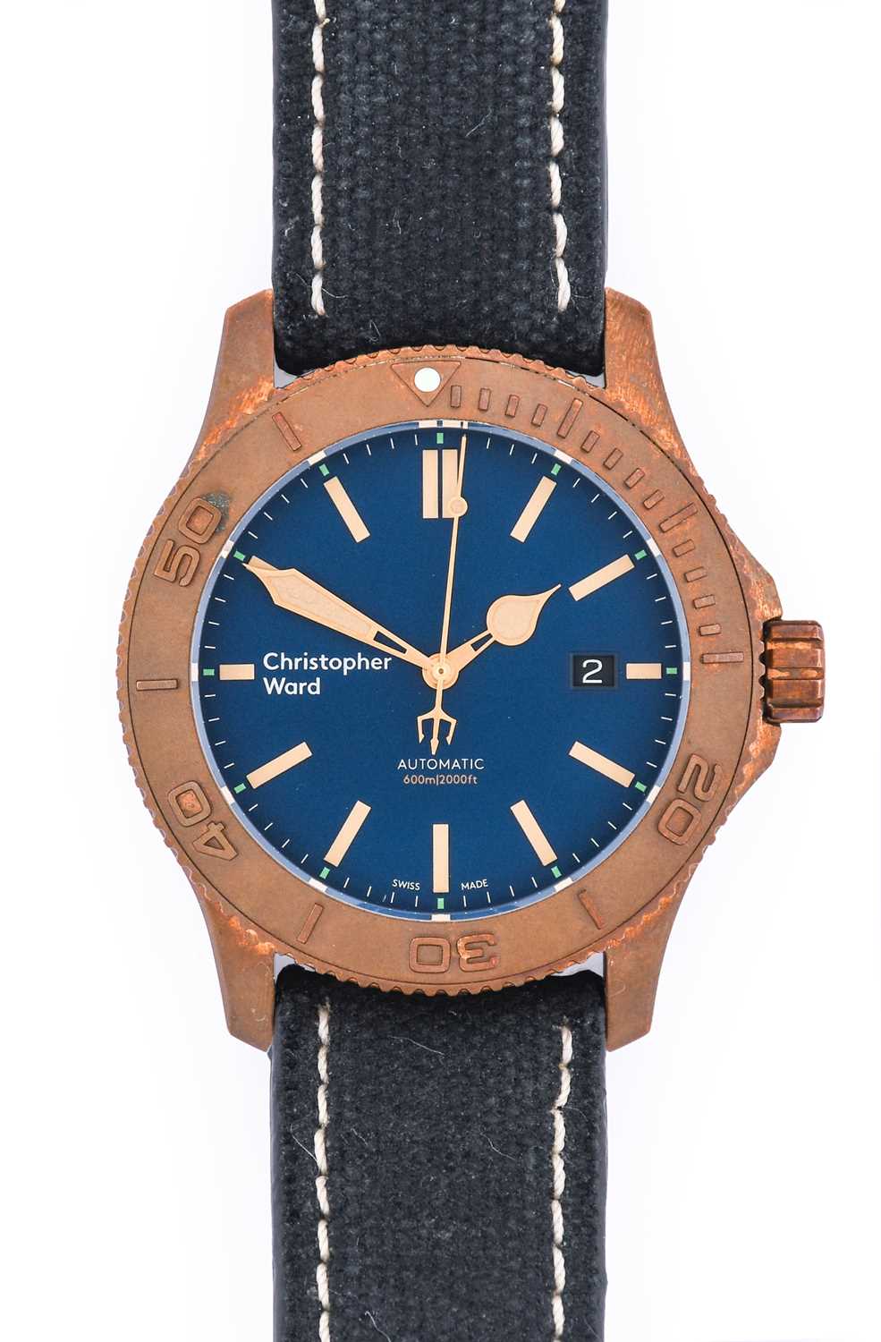 Christopher Ward: A Bronzed Automatic Calendar Centre Seconds Wristwatch, signed Christopher Ward,