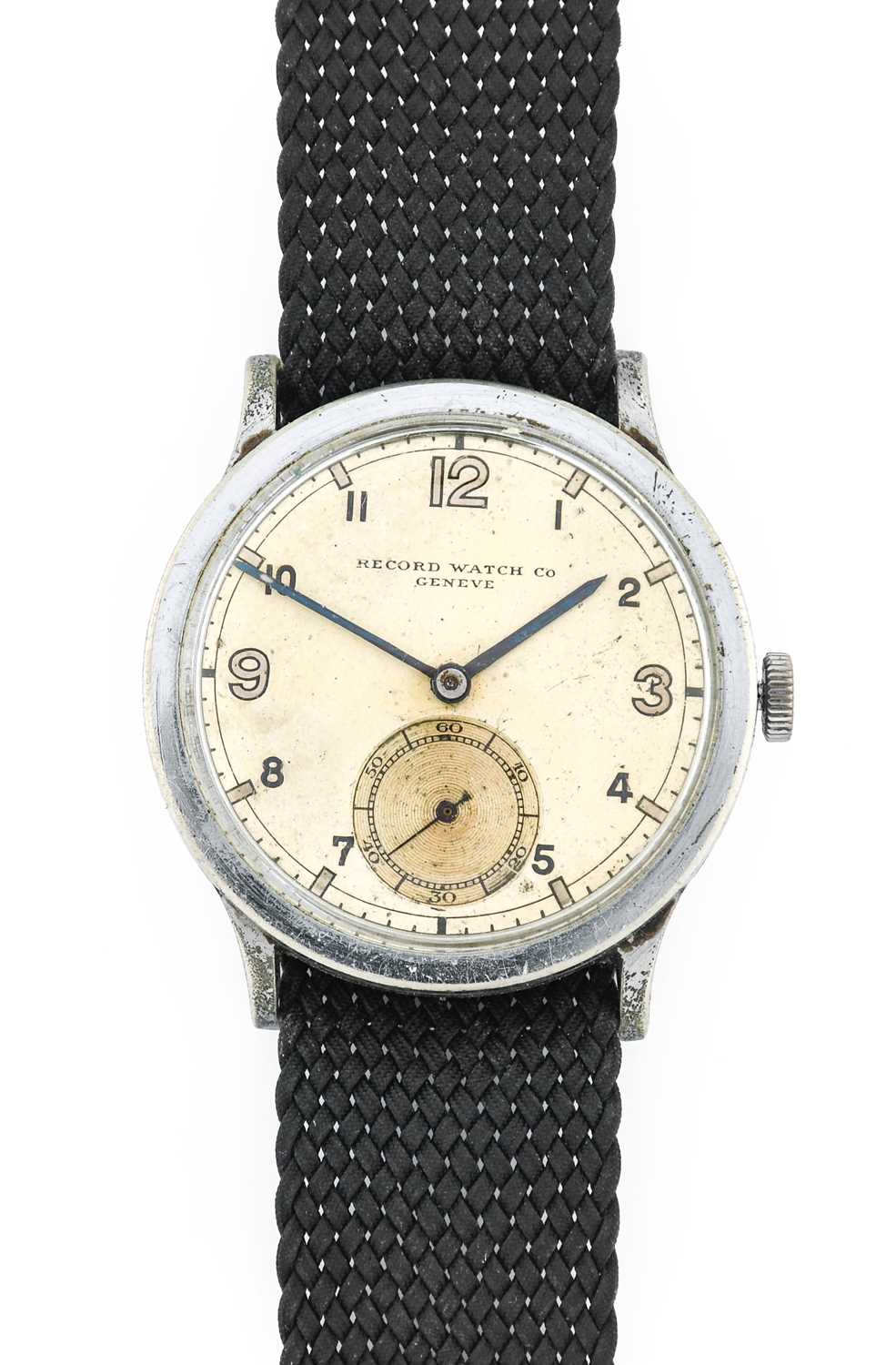 Record: A Chrome Plated Wristwatch, signed Record Watch Co, Geneve, circa 1935, (calibre 22)