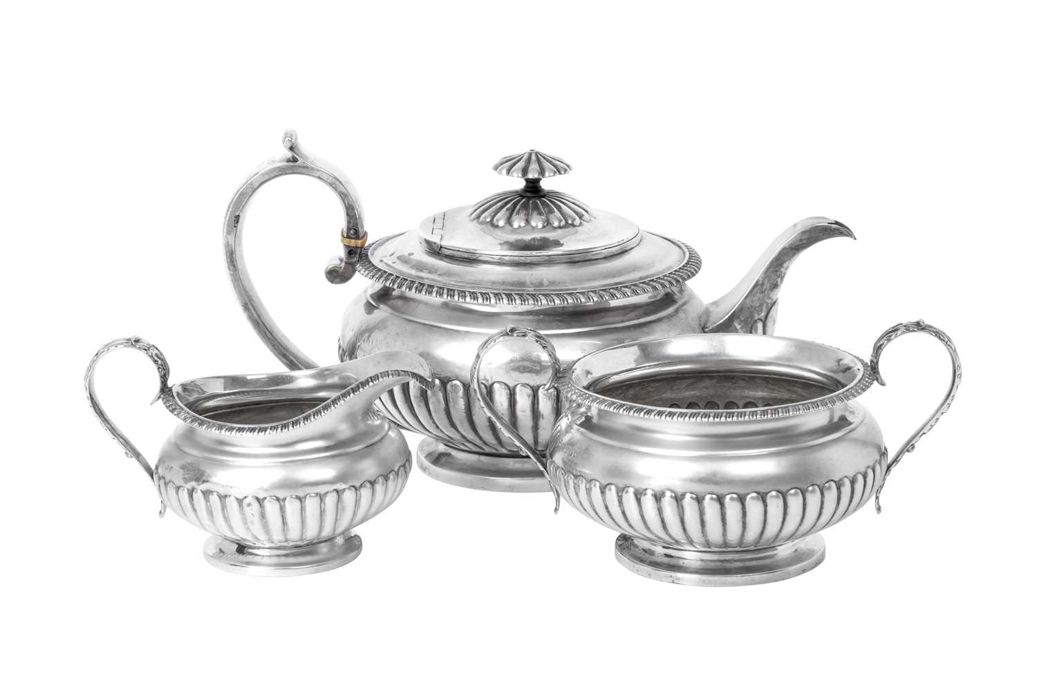 A Three-Piece George IV Silver Tea-Service, by Joseph Angell, London, 1821