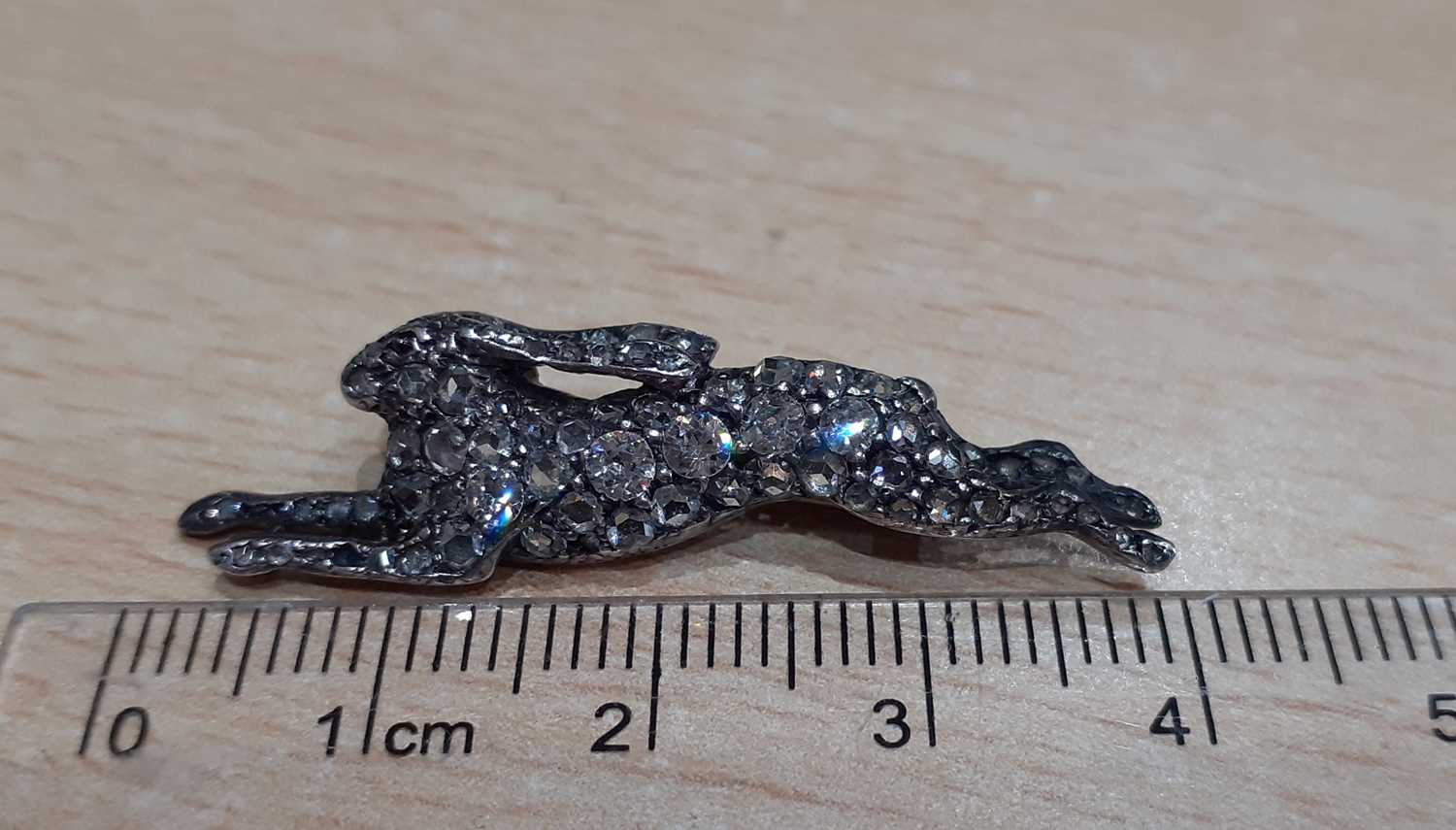 A Victorian Diamond Hare Brooch the running hare set throughout with old cut and rose cut - Image 2 of 3
