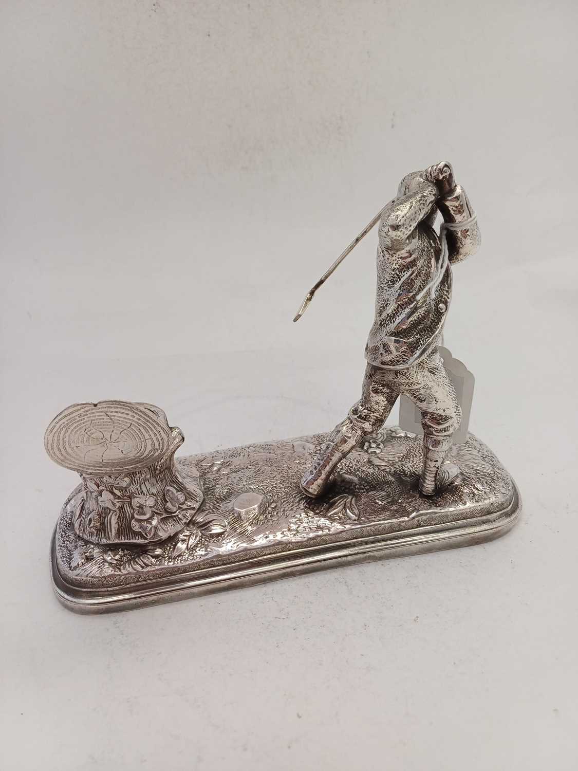 An Edward VII Silver Plate Novelty Inkwell, Apparently Unmarked, Dated 1903 - Image 4 of 6