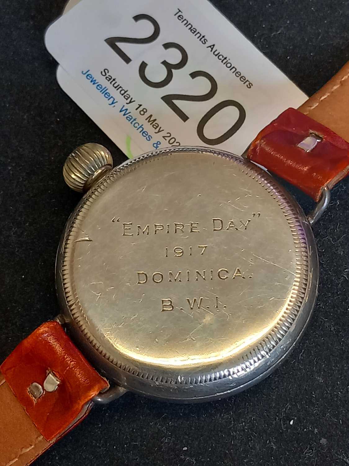 An Interesting Silver First World War Period Wristwatch inscribed "Empire Day 1917 Dominica B.W. - Image 2 of 8