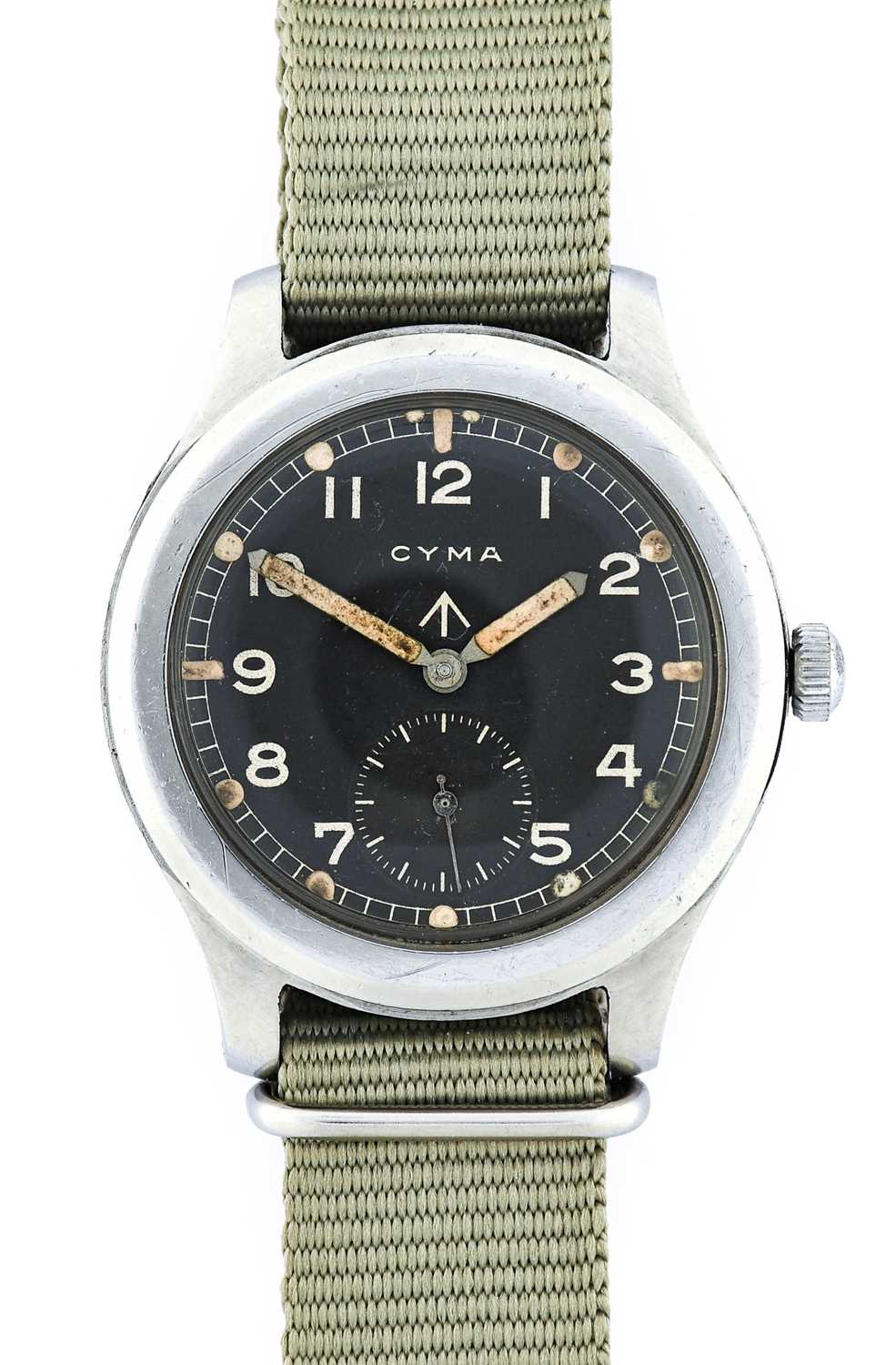 Cyma: A World War II Military Wristwatch, signed Cyma, known by collectors as one of "The Dirty