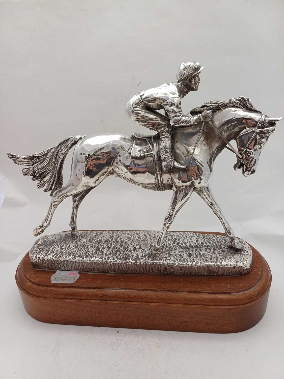 An Elizabeth II Silver Horse and Jockey Model, by Camelot Silverware, Sheffield, 2009, Modelled by - Image 5 of 7