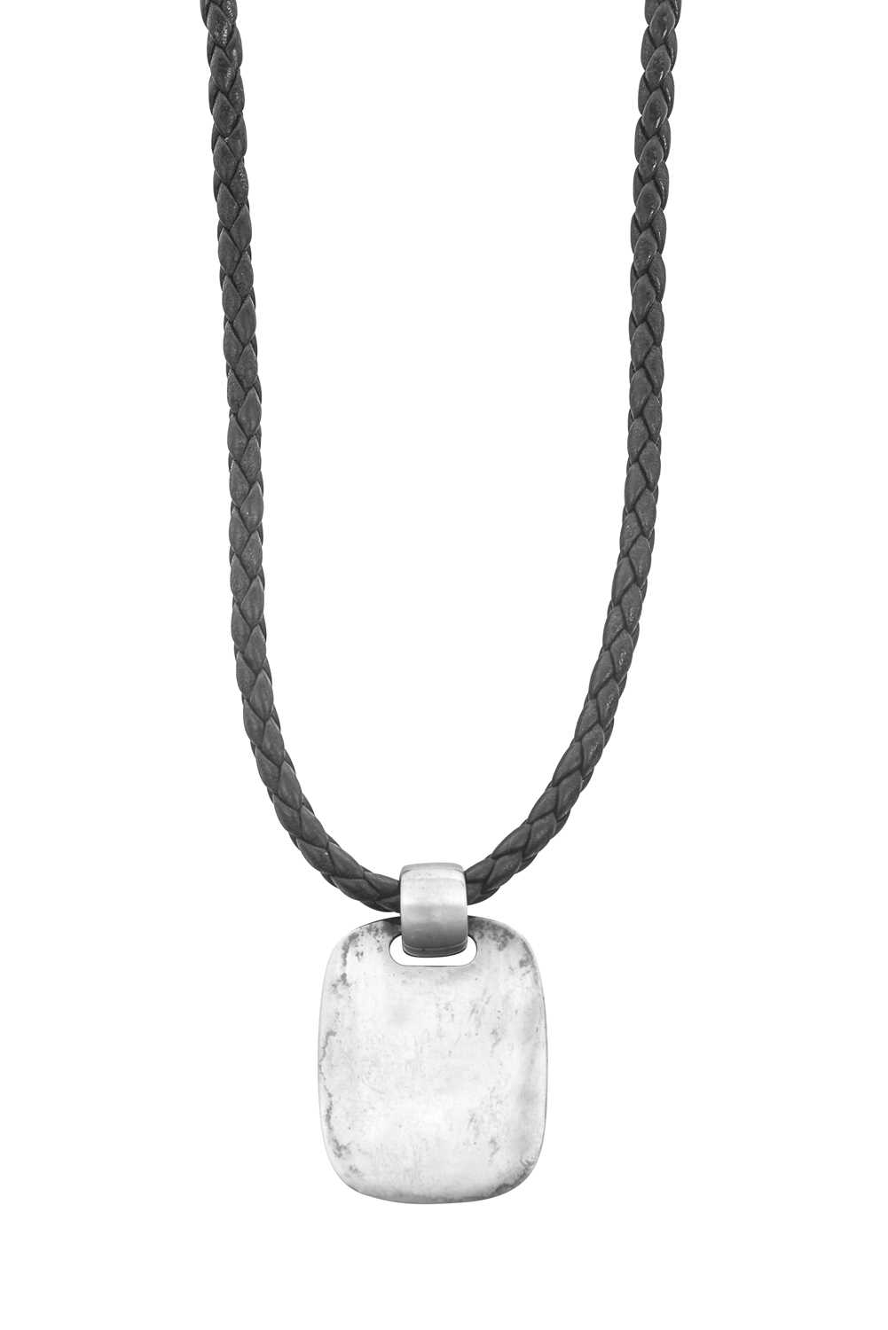 A Pendant on Chain and Two Pairs of Earrings, by Georg Jensen the pendant formed of a rectangular