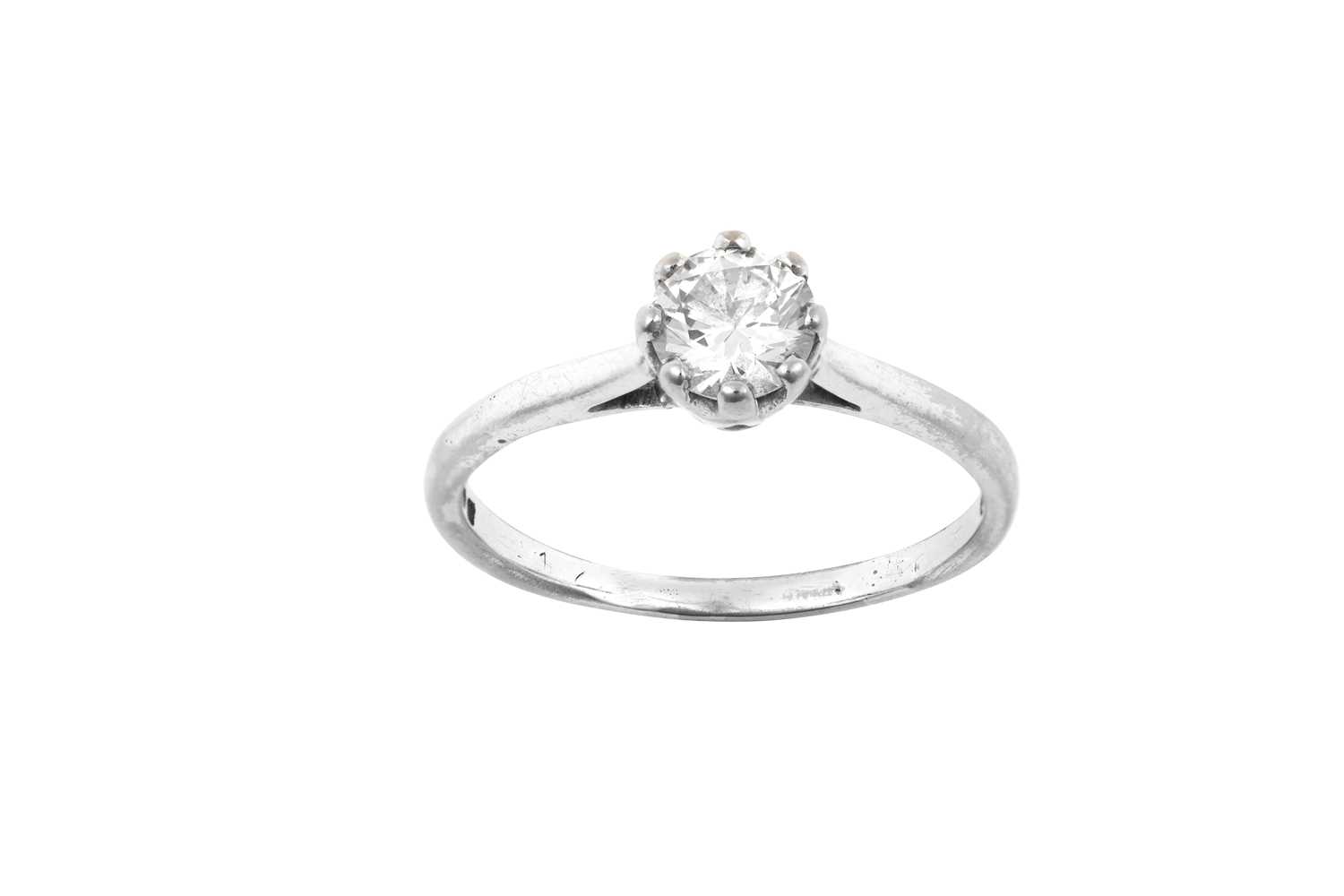 An 18 Carat White Gold Diamond Solitaire Ring the round brilliant cut diamond in a claw setting,