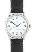 Longines: A Stainless Steel Automatic Calendar Centre Seconds Wristwatch, signed Longines, model:
